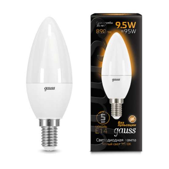 Светодиодная лампа Gauss Свеча 9|5W 890Lm 3000K E14 103101110