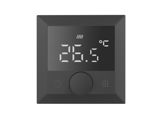 Donel Термостат с датчиком пола, программируемый, 16 A, 55*55 мм.черный, ручка настройки,серия DTEF
