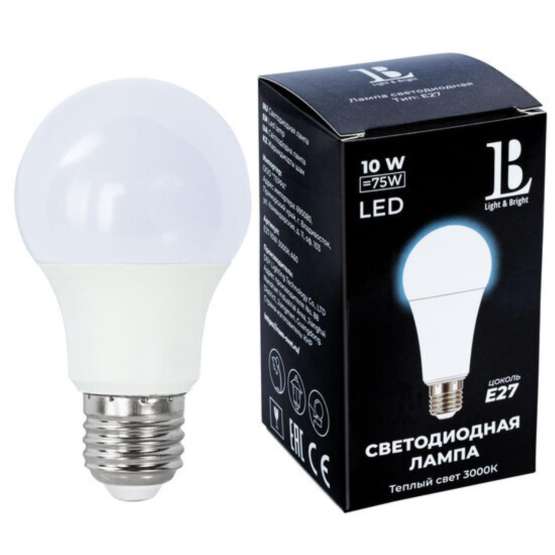 Светодиодная лампа L&B A60 10W 930Lm 3000K E27 E27-10W-3000K-A60