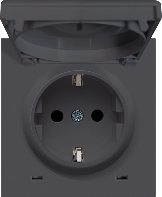 Donel R98 черный накладка для розетки Schuko с з/к, с крышкой на гнездо, 16A 250 В~, серия DA