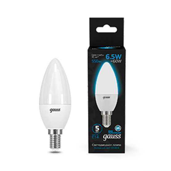 Светодиодная лампа Gauss Свеча 6|5W 550Lm 6500K E14 103101307