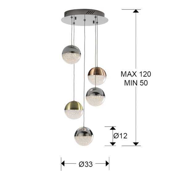 Подвесной светильник Sphere 5L LED Ø33 DIM цветной — изображение 2
