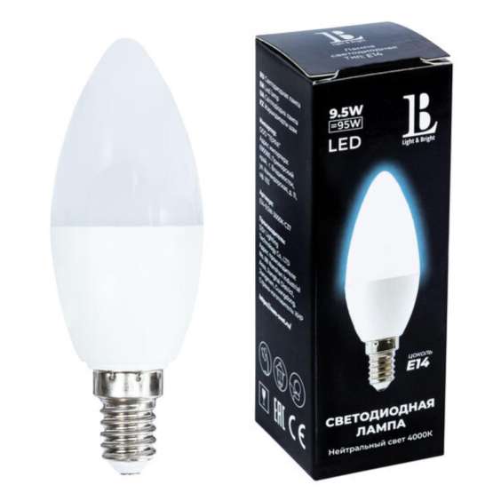 Светодиодная лампа L&B 9W 950Lm 4000K E14 E14-9|5W-4000К-C37