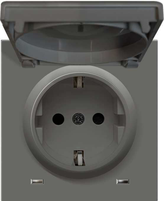 Donel R98 матовый шоколад накладка для розетки Schuko с з/к, с крышкой на гнездо, 16A 250 В~, серия DA