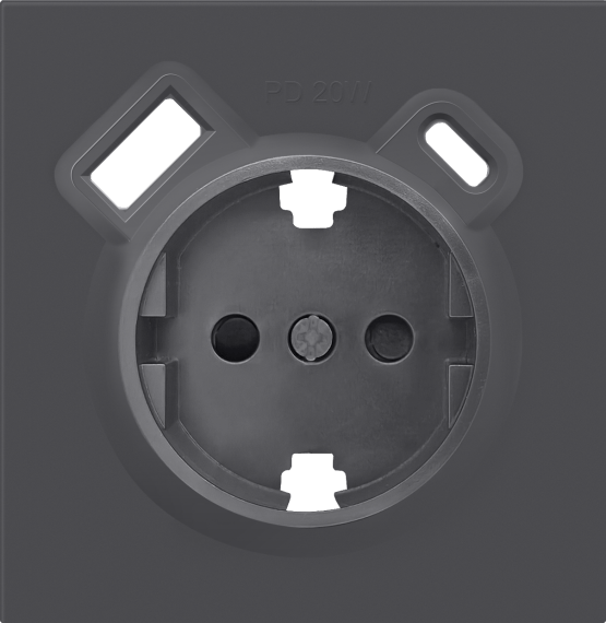 Накладка чёрный, для розетки Schuko с ЗУ USB A+C, с защитными шторками, серия DA