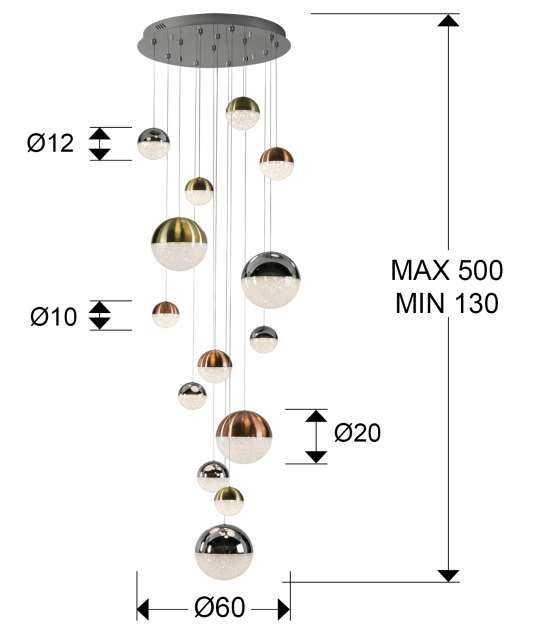 Подвесной светильник Sphere 14L LED Ø60 X500Н DIM — изображение 2