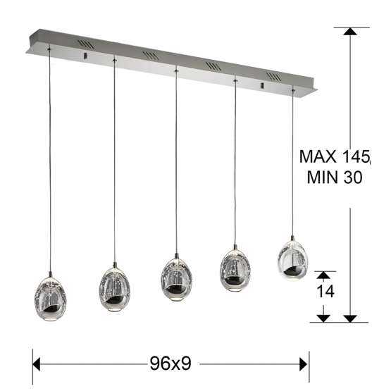 Подвесной светильник Rocio 5L хром DIMMABLE — изображение 2