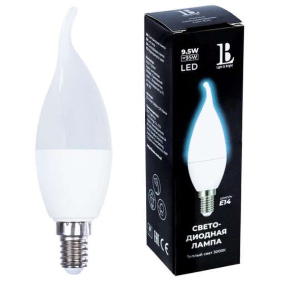 Светодиодная лампа L&B 9W 950Lm 3000K E14 E14-9|5W-3000К-C37-flame