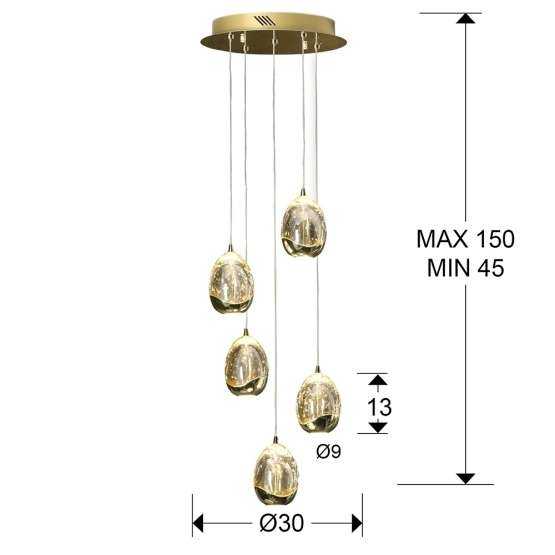 Люстра Rocio LED 5L DIM золотая — изображение 2