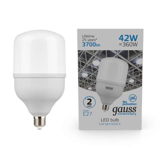 Светодиодная лампа Gauss T120 42W 3700Lm 6500K E27 63234