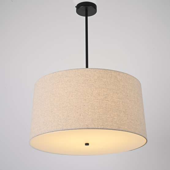 Люстра Rh Round Linen Shade Pendant By Imperiumloft — изображение 2