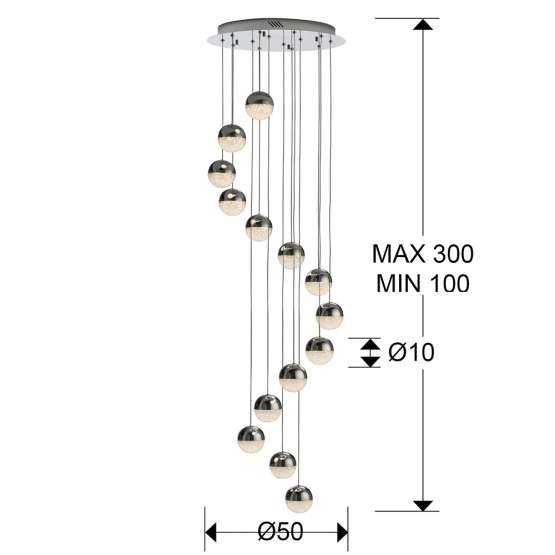 Подвесной светильник Sphere LED 14L Ø51 DIM BLUETOOTH хром — изображение 2