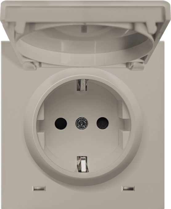 Donel R98 матовый кашемир накладка для розетки Schuko с з/к, с крышкой на гнездо, 16A 250 В~, серия DA