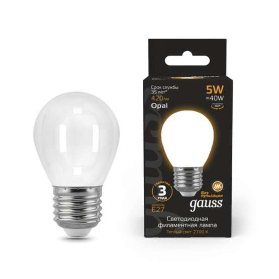 Светодиодная лампа Gauss Шар 5W 420Lm 2700K E27 105202105