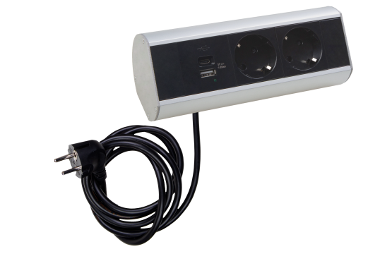 Donel Настольный розеточный блок Ovaledesign в сборе: 3х220V, кабель