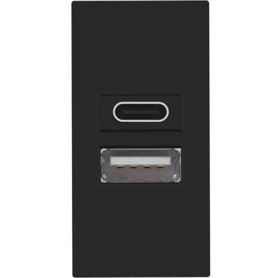 Donel USB зарядное устройство, 3A , 65W, Type A + C, 2 мод., черн. матовая (45х45мм)