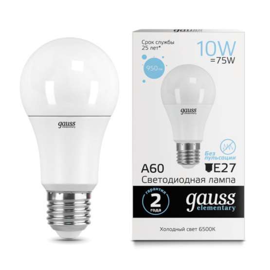 Светодиодная лампа Gauss A60 10W 950Lm 6500K E27 23230