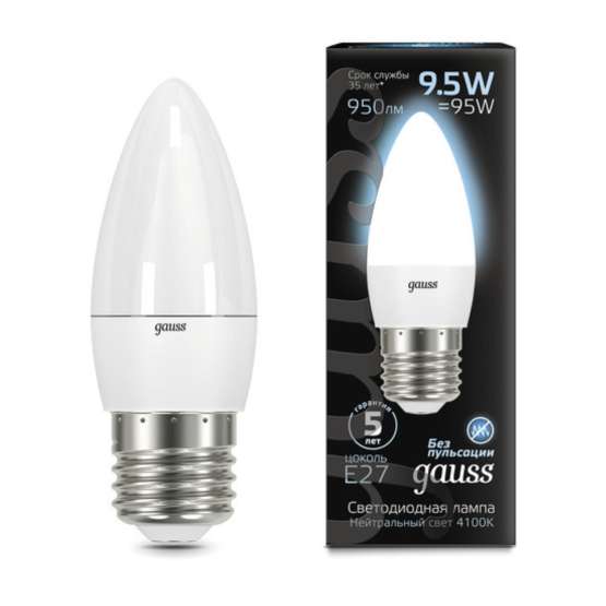 Светодиодная лампа Gauss Свеча 9|5W 950Lm 4100K E27 103102210
