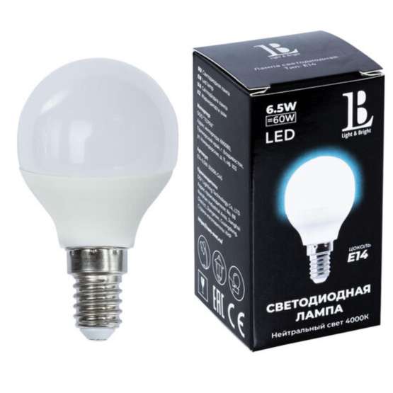 Светодиодная лампа L&B 6W 520Lm 4000K E14 E14-6|5W-4000К-G45