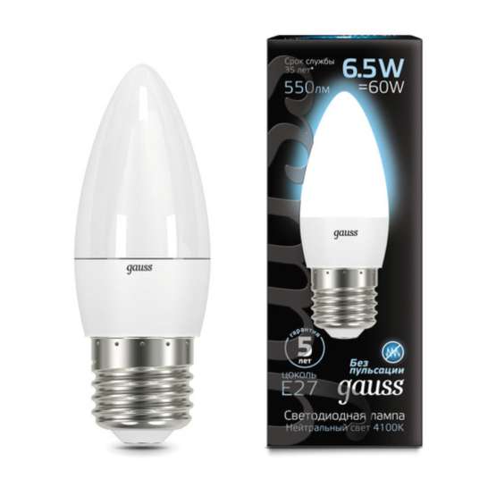 Светодиодная лампа Gauss Свеча 6|5W 550Lm 4100K E27 103102207