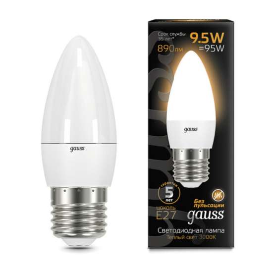 Светодиодная лампа Gauss Свеча 9|5W 890Lm 3000K E27 103102110