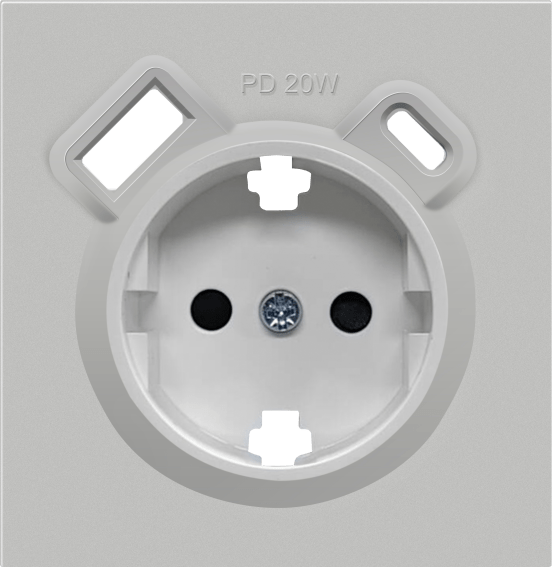 Накладка матовый серый, для розетки Schuko с ЗУ USB A+C, с защитными шторками, серия DA