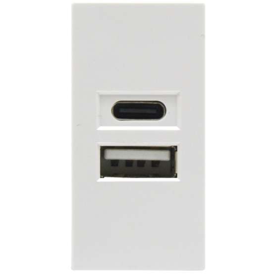 Donel USB зарядное устройство, 2.1A, Type A + C, 1 мод., черн. (22.5х45мм)