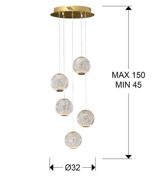 Люстра Austral LED 5L Ø32 золото — изображение 2