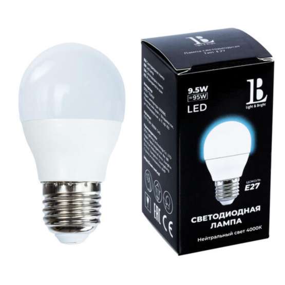 E27-9,5W-4000K-G45 Лампа LED E27-9,5W-4000K-G45