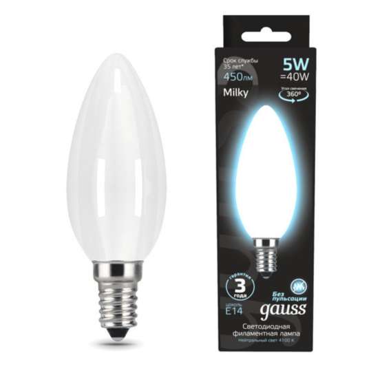 Светодиодная лампа Gauss Свеча 5W 450Lm 4100K E14 103201205