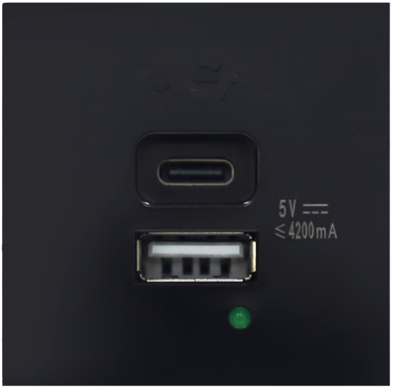 Donel USB зарядное устройство, 4.2A , Type A + C, 2 мод., черн. матовая (45х45мм)