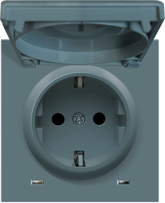 Donel R98 матовый изумруд накладка для розетки Schuko с з/к, с крышкой на гнездо, 16A 250 В~, серия DA