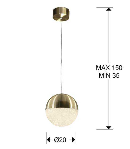 Подвесной светильник Sphere 1L LED Ø20 латунный — изображение 2