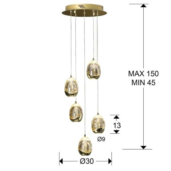 Подвесной светильник Rocio LED 5L Ø30 золотой — изображение 2
