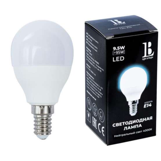 Светодиодная лампа L&B 9W 950Lm 4000K E14 E14-9|5W-4000К-G45