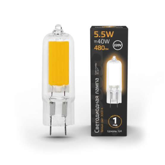 Светодиодная лампа Gauss 5|5W 480Lm 3000K G4 107807105