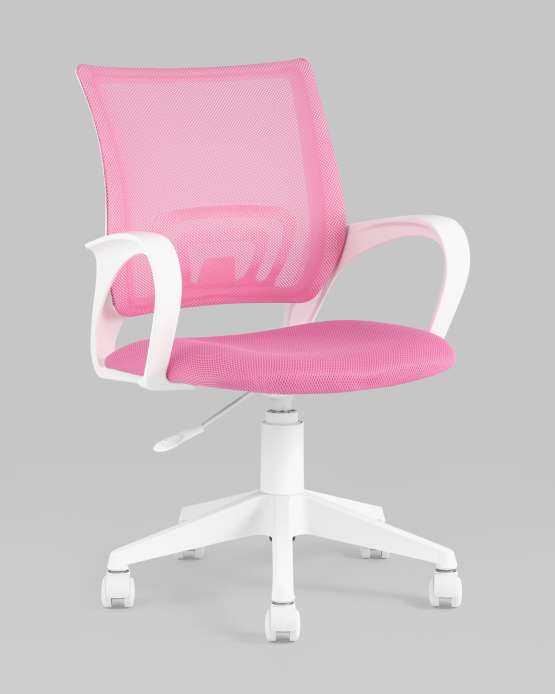 Кресло офисное TopChairs ST-BASIC-W розовый крестовина пластик белый — изображение 2