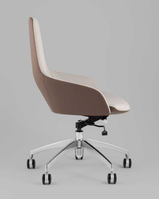 Кресло офисное TopChairs Soulo светло-серый, коричневый — изображение 2