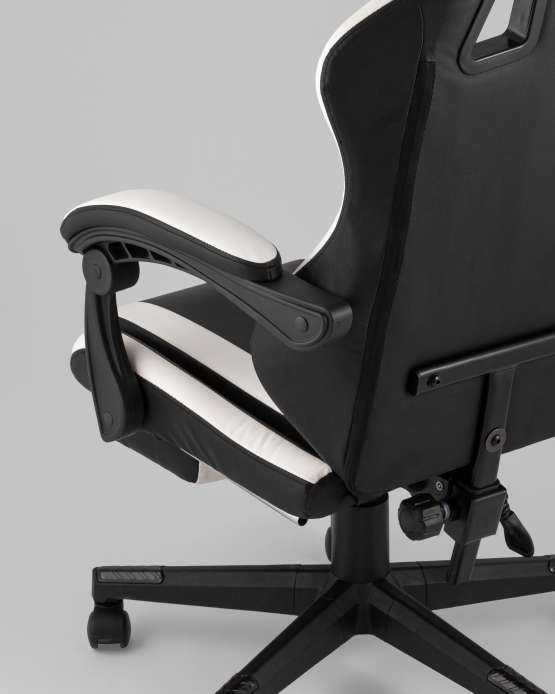 Кресло спортивное TopChairs Prophet с оттоманкой черно-белый — изображение 2