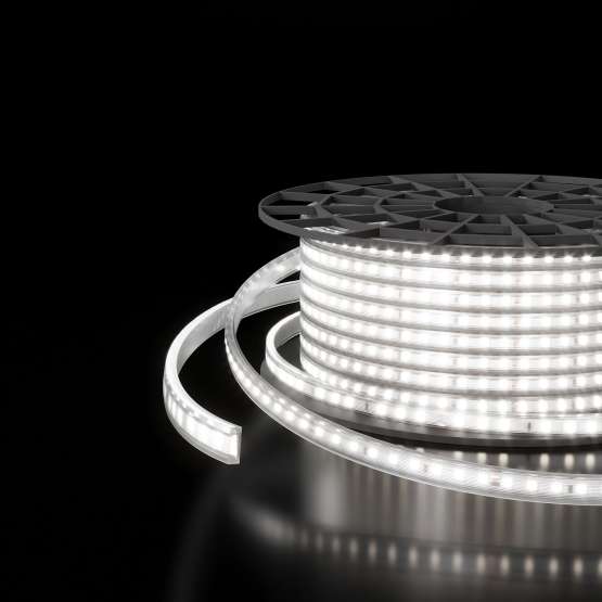Светодиодная лента двухрядная Premium 220 В 18 Вт/м 180 Led/м 2835 IP65,
                    холодный белый 6500K, 50 м LS011 220V