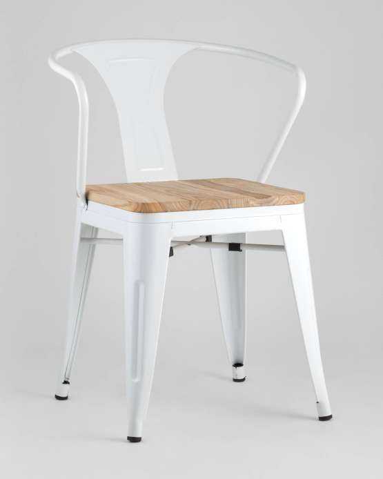 Стул TOLIX ARM WOOD с подлокотниками белый — изображение 2
