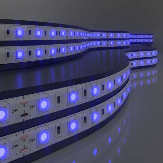 Светодиодная лента 24 В 14,4 Вт/м 60 Led/м 5050 IP20, синий, 5 м Лента
                    светодиодная 24V 14,4W 60Led 5050 IP20 синий, 5м