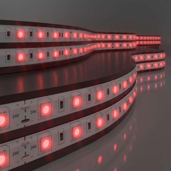 Светодиодная лента 24 В 14,4 Вт/м 60 Led/м 5050 IP65, красный, 5 м Лента
                    светодиодная 24V 14,4W 60Led 5050 IP65 красный, 5м