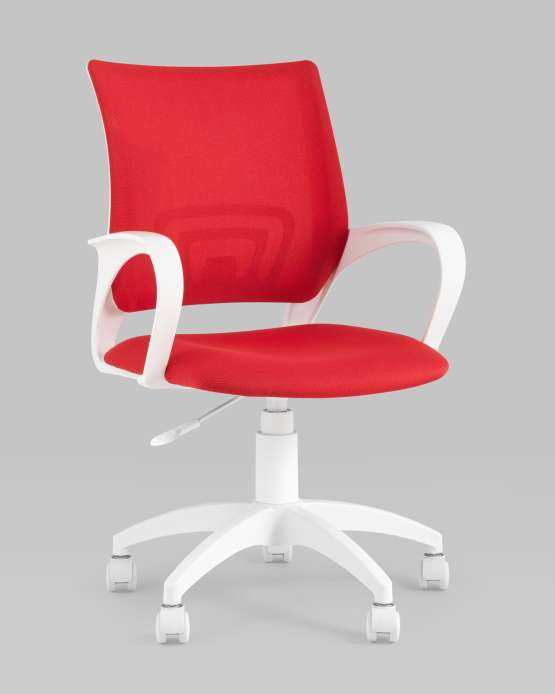 Кресло офисное TopChairs ST-BASIC-W красная ткань крестовина белый пластик — изображение 2