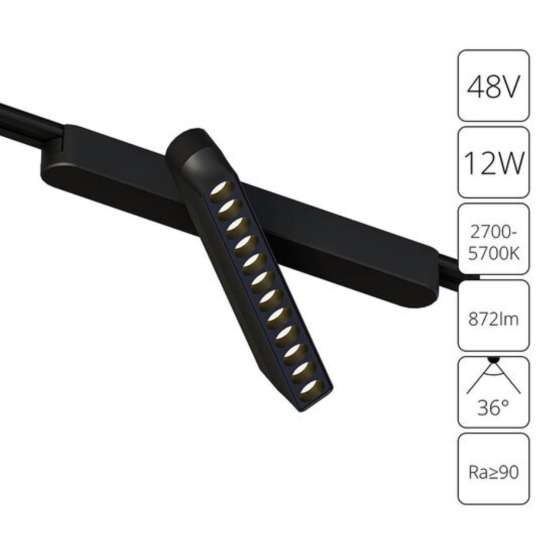 A2961PL-1BK СВЕТИЛЬНИК ПОТОЛОЧНЫЙ RAPID 48В 12Вт макс 872лм 2700-5700К 95+ 36° smart