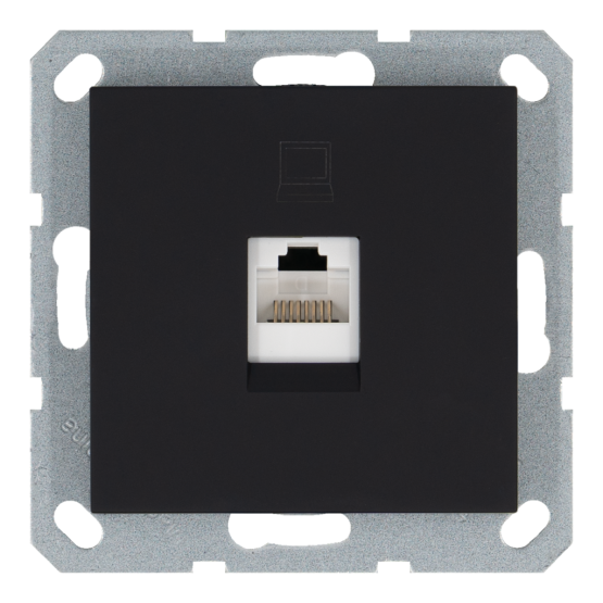 G6105PB Розетка одинарная компьютерная RJ45 cat 5 с накладкой - G (черный матовый - soft touch)