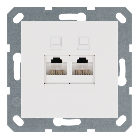 G6108W Розетка двойная компьютерная RJ45 cat 6 с накладкой - G (белый глянцевый)
