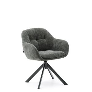 Dorina Вращающееся кресло из зеленого шенилла и стальными зелеными ножками