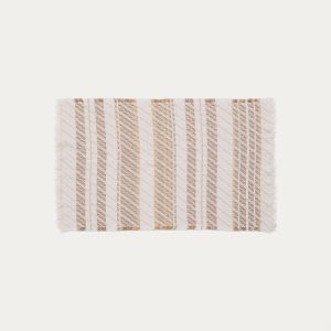 Коврик для ванной Milda из 100% хлопка белого и бежевого цвета с бахромой 50 x 70
см