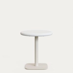 Уличный стол Dina белый из цемента и стали со столешницей Ø70 см